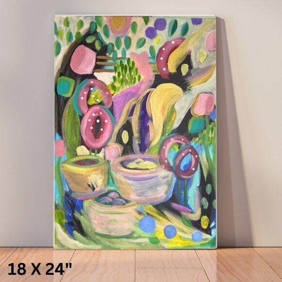 Hand Crafted Other - Original Abstract Acrylic Painting Woven Whispers  Hand Painted